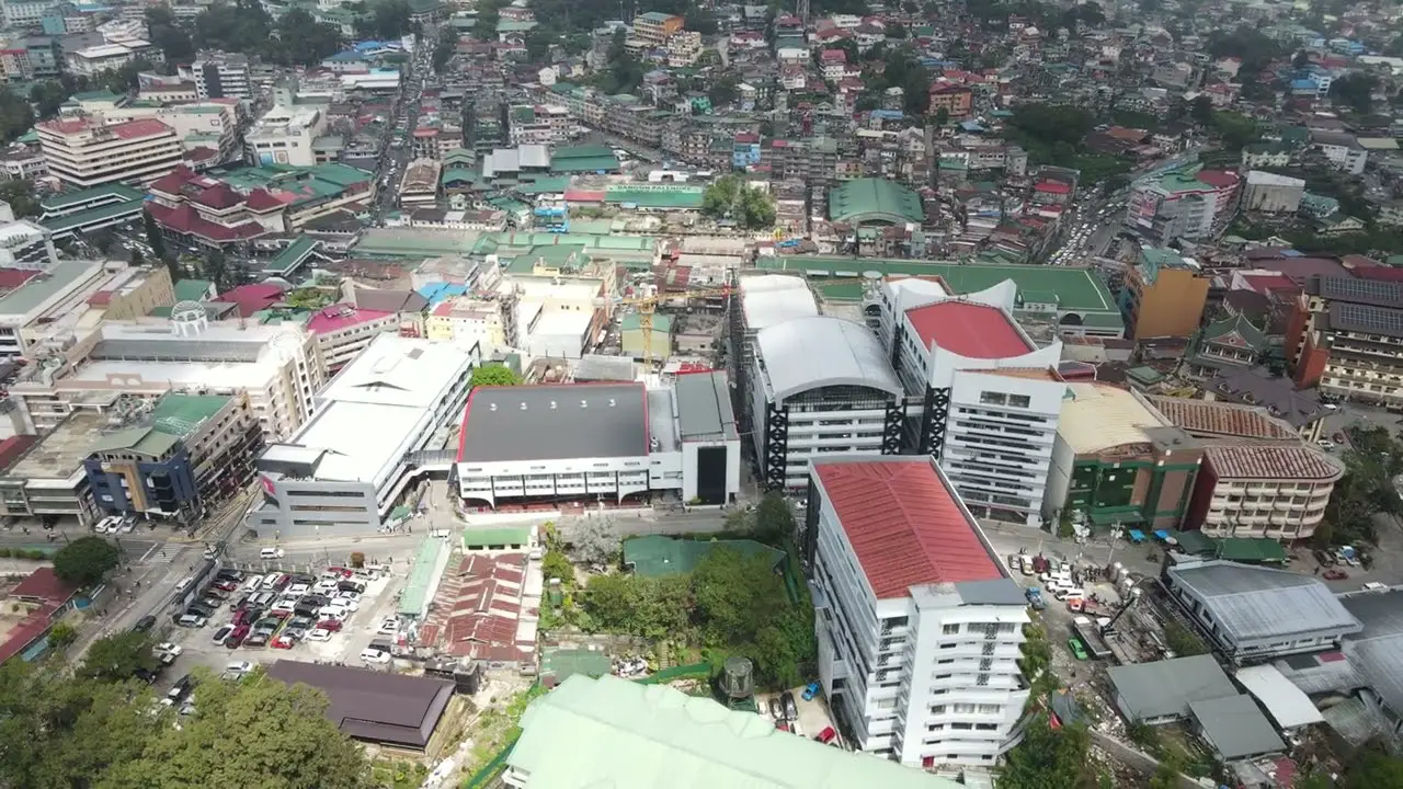 Aerial view of the University of Baguio campus in the heart of the city.